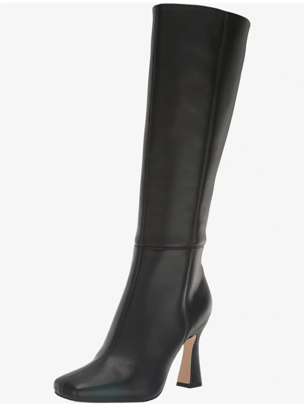 Over-the-Knee Black Leather Heel Boot